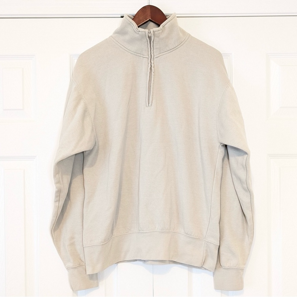 55% Cotton Pacific & Co The Classic Sweatshirt Quarter Zip White Sweater Size M